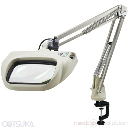 OTSUKA OPTICS OLIGHT5-F asztallapra rögzíthető lengőkaros nagyítós lámpa anti-reflexiós nagyítólencsével