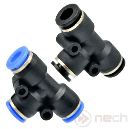 PE10 / Ø10 mm push-in union Tee quick connector from plastic