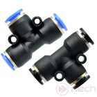 PE06 / Ø6 mm push-in union Tee quick connector from plastic