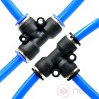 PE06 / Ø6 mm push-in union Tee quick connector from plastic