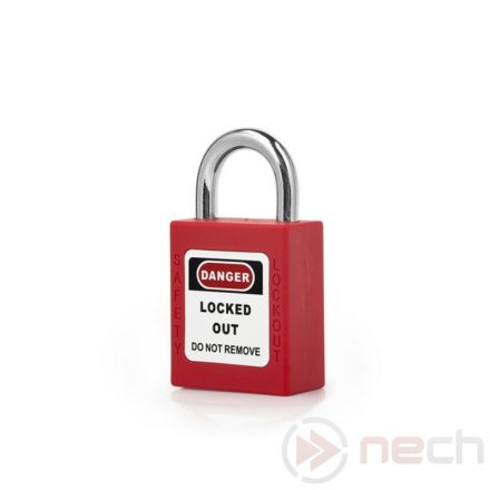 PL20-R Extra short steel shackle safety padlock - red