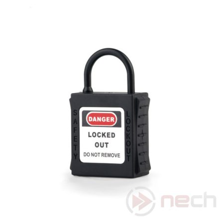 PL20NT-BK Insulated safety padlock with extra short and thin nylon shackle - black
