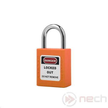 PL25-O Short steel shackle safety padlock - orange