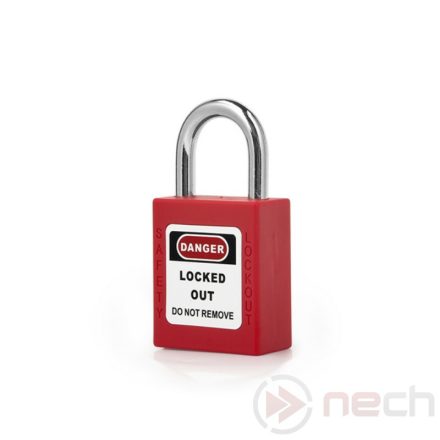 PL25-R Short steel shackle safety padlock - red
