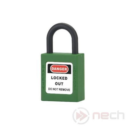 PL25N-G Short nylon shackle safety padlock - green
