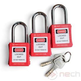   PL38-R-KA3 Key alike system safety padlock set with steel shackle - red