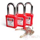 PL38-R-KA3 Key alike system safety padlock set with steel shackle - red
