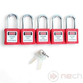   PL38-R-MK5 Master key system safety padlock set with steel shackle - red