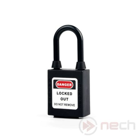PL38NDP-BK Nylon shackle dust-proof safety padlock - black