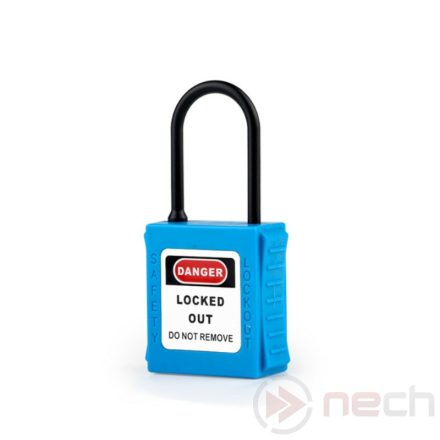PL38NT-BE Insulated LOTO safety padlock with thin nylon shackle - blue