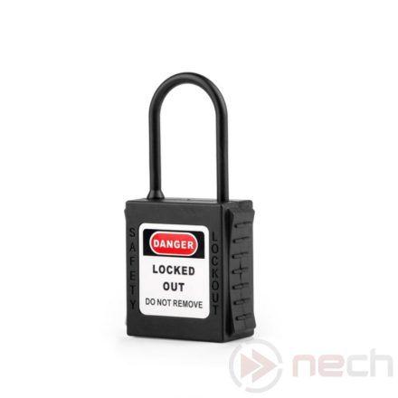 PL38NT-BK Insulated LOTO safety padlock with thin nylon shackle - black