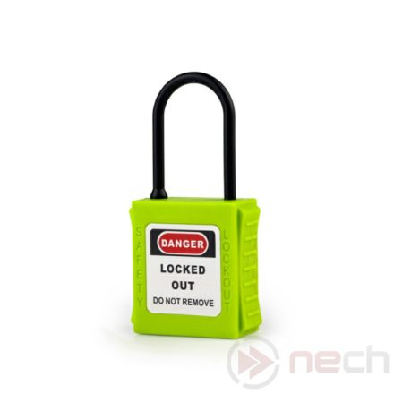PL38NT-G Insulated LOTO safety padlock with thin nylon shackle - green