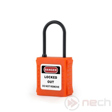 PL38NT-O Insulated LOTO safety padlock with thin nylon shackle - orange