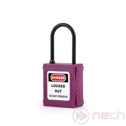 PL38NT-P Insulated LOTO safety padlock with thin nylon shackle - purple