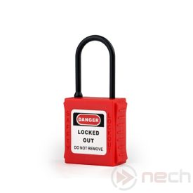   PL38NT-R Insulated LOTO safety padlock with thin nylon shackle - red