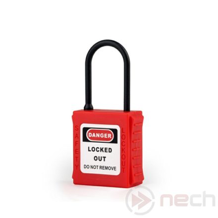 PL38NT-R Insulated LOTO safety padlock with thin nylon shackle - red