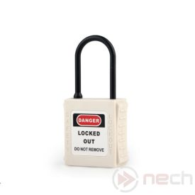   PL38NT-W Insulated LOTO safety padlock with thin nylon shackle - white