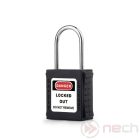 PL38T-BK Biztonsági LOTO lakat, vékony acél kengyellel - fekete