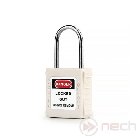PL38T-W LOTO safety padlock with thin steel shackle - white