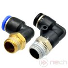 PL6-M6 / Ø6 mm-es 90°-os push-in könyök gyorscsatlakozó M6-os menettel