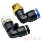 PL6-M6 / Ø6 mm-es 90°-os push-in könyök gyorscsatlakozó M6-os menettel