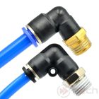 PL6-M6 / Ø6 mm-es 90°-os push-in könyök gyorscsatlakozó M6-os menettel