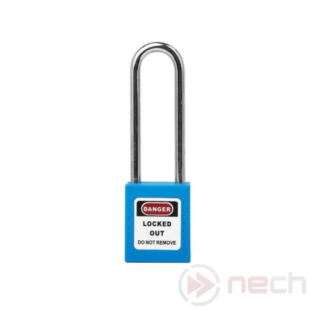 PL76-BE Long steel shackle safety padlock - blue