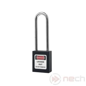   PL76-BK Biztonsági LOTO lakat, hosszú acél kengyellel - fekete