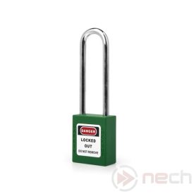  PL76-G Biztonsági LOTO lakat, hosszú acél kengyellel - zöld