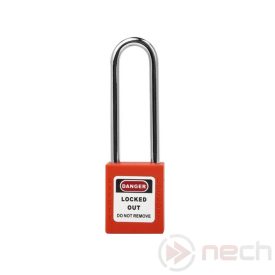   PL76-O Biztonsági LOTO lakat, hosszú acél kengyellel - narancs