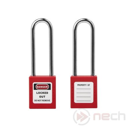 PL76-R Long steel shackle safety padlock - red