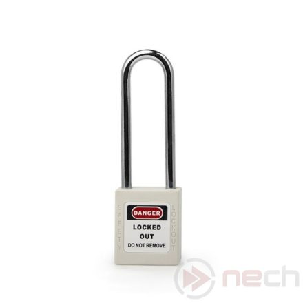 PL76-W Long steel shackle safety padlock - white