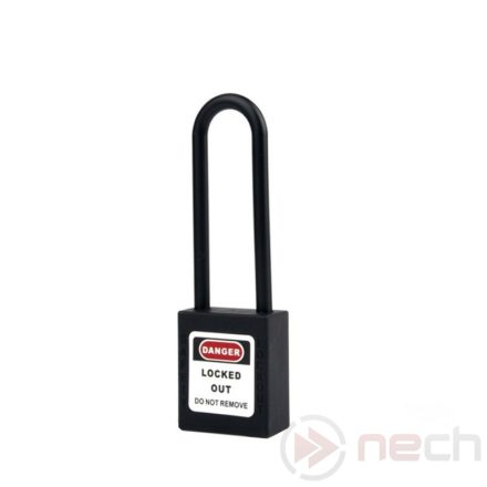 PL76N-BK Long nylon shackle safety padlock - black