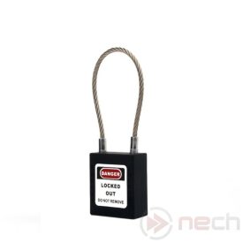   PLC-BK Stainless steel wire cable shackle safety padlock - black
