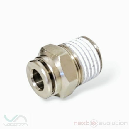 QB CC 08 14 / Ø8 mm straight push-in quick connector with R1/4" thread, nickel plated brass