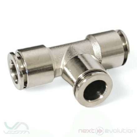 QB E 06 / Ø6 mm push-in union Tee quick connector from nickel plated brass